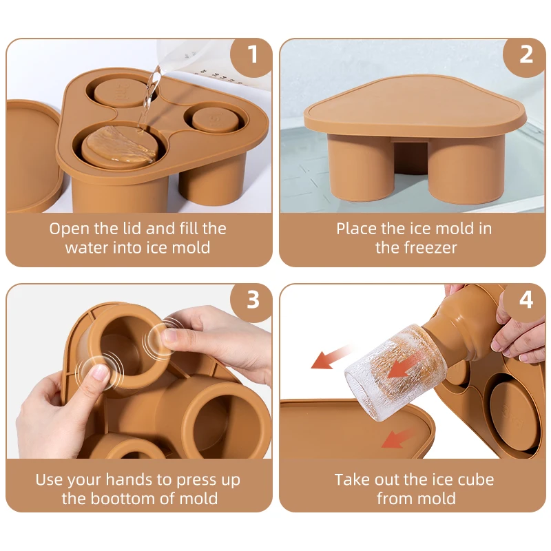 Easy Release Ice Cube Trays Silicone Moulds 3 Ice Maker Mold Silicone Ice Cube Tray With Lid