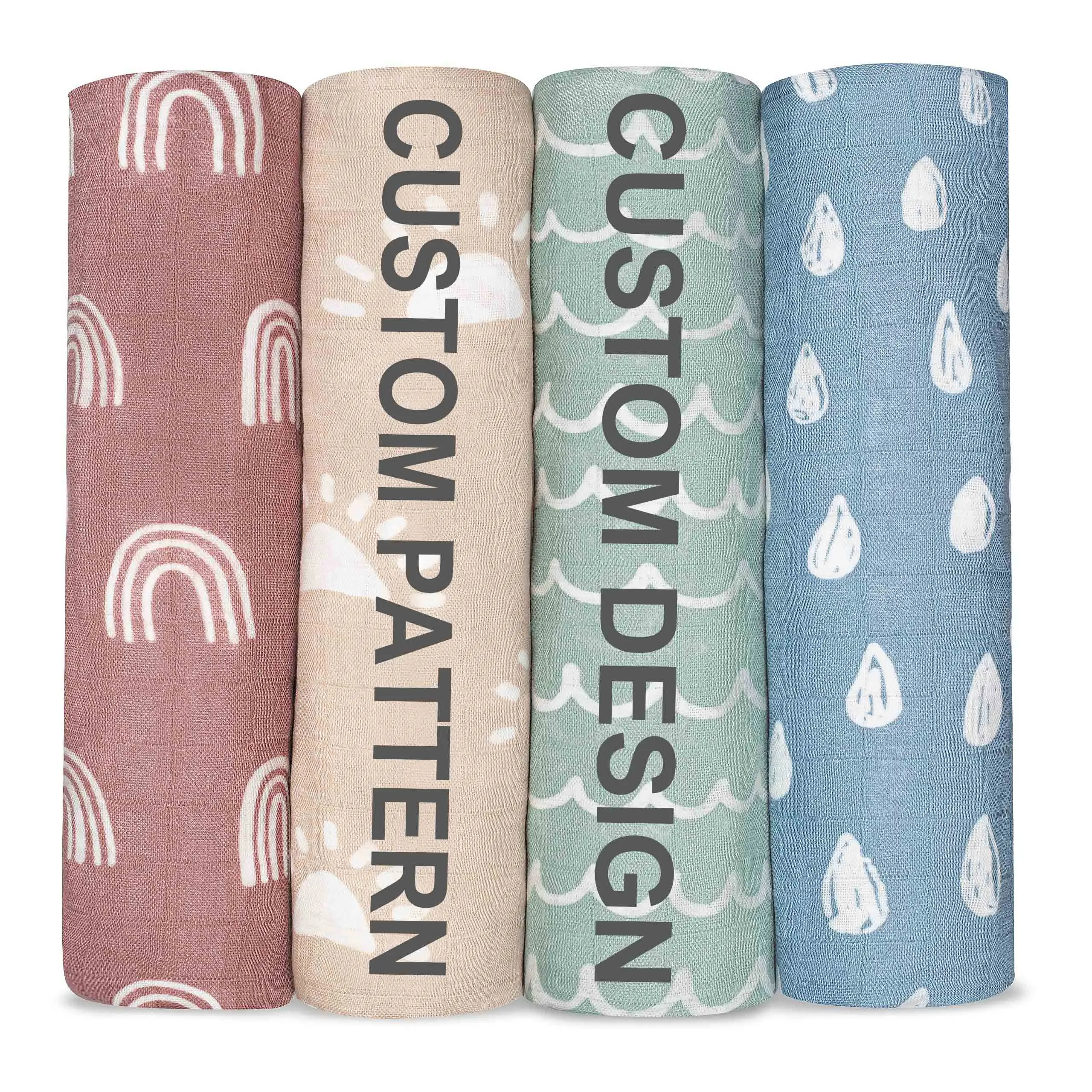 120 X120 Soft Breathable Receiving Blanket 100% Cotton Swaddling Blankets Wrap Baby Muslin Swaddle Blankets for Baby 4 Pack