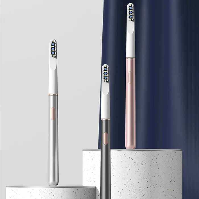  LULA Oral Care Soft Bristle Electronic Toothbrush Slim Alloy Ultra Whitening With toothbrush Heads