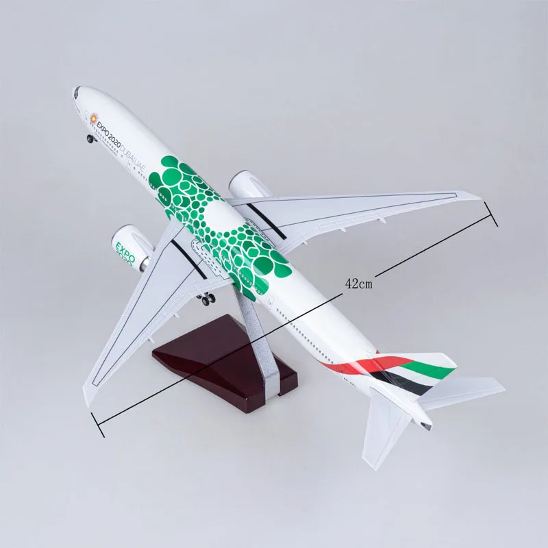 1/157 Scale 47CM Emirates Expo 2020 Boeing 777 Aircraft Model Civil Aviation Passenger Aircraft Simulation Gift