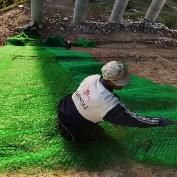 Green / Black non biodegradable slope geomat erosion control mat with cheap price