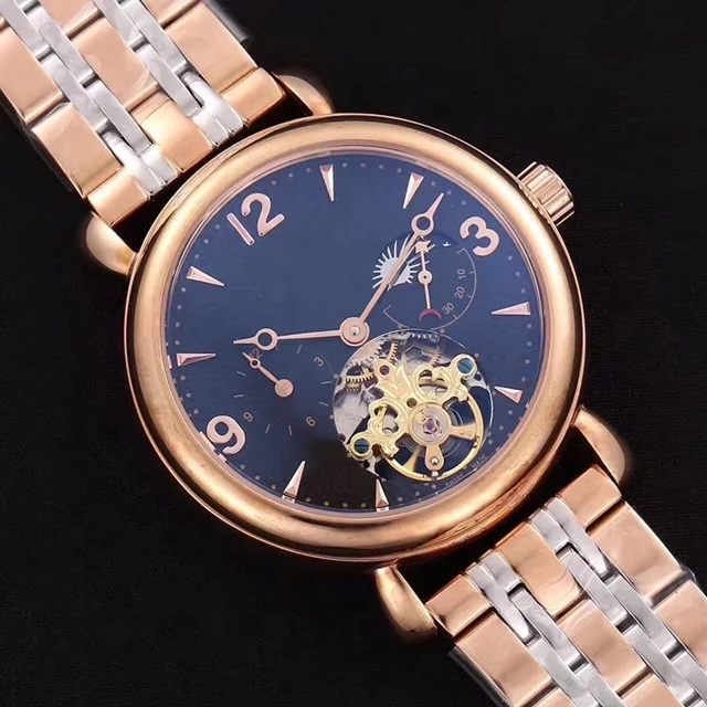 Роскошные автоматические мужские часы Moon Phase оригинальные наручные с пользовательским логотипом для мужчин механические водонепроницаемые