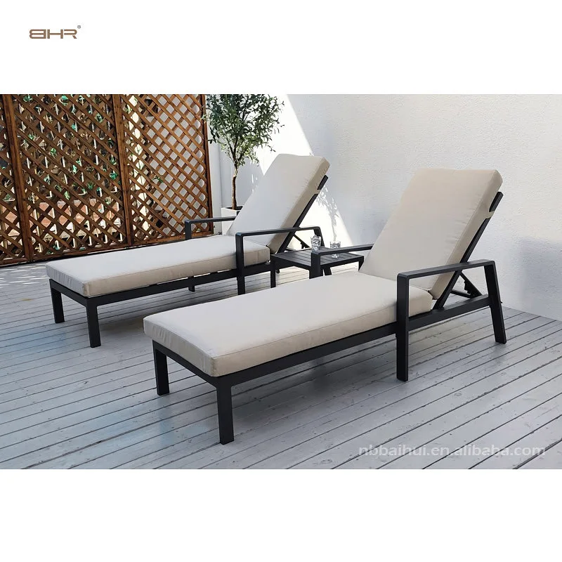 BHR Aluminum Furniture Outdoor Sunbed Beach Poolside Sun Lounger Pool Chair Sun Loungers