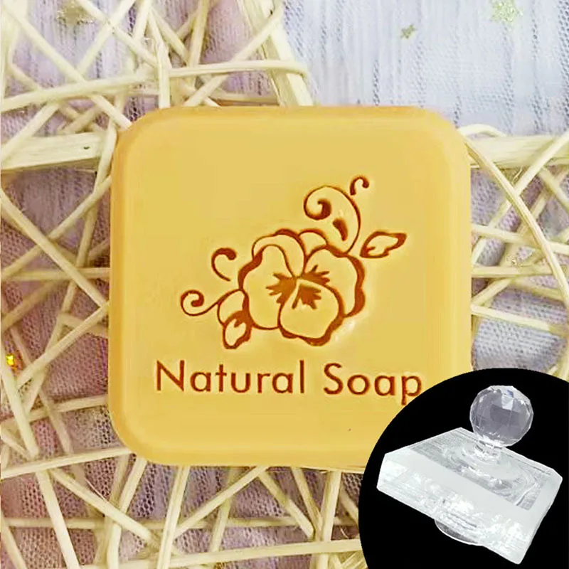 High Quality Multi Design Acrylic Clear Stamp Natural Words Embossing Stamps Personality Natura Theme Logo Graphic  Soap Stamps