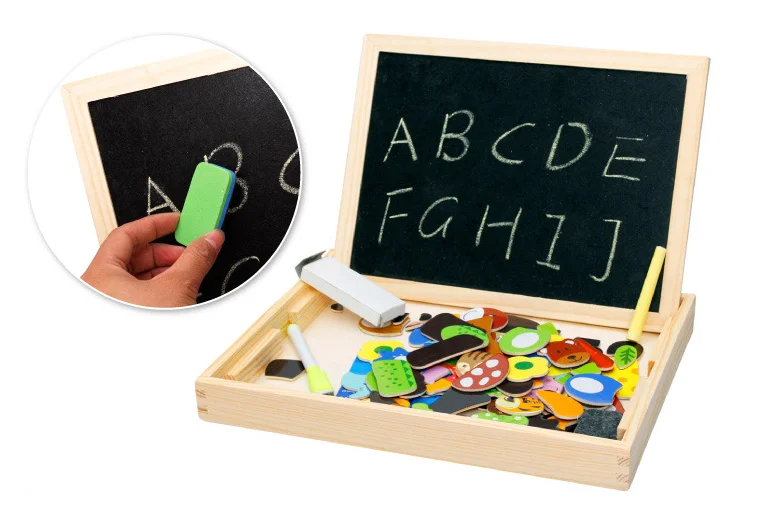 
promotional double sided whiteboard wooden toys educational with box 