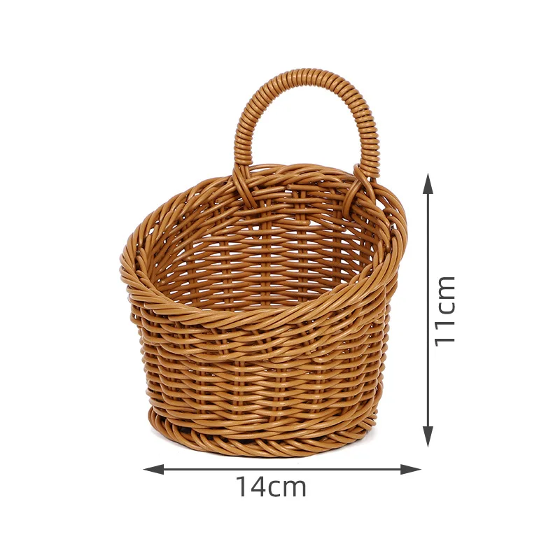 New Hot sale washable out portable retro wall basketball durable storage hanging flower basketball plastic rattan basket