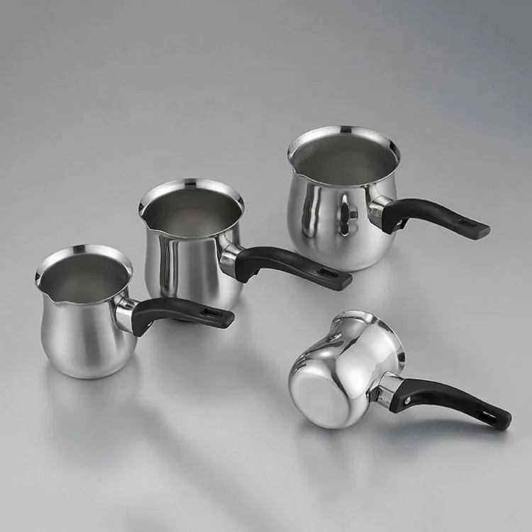 Factory Bulk Sales 170/350/640ml Silver Color Stainless Steel Coffee And Milk Pot Turkish Coffee Pot