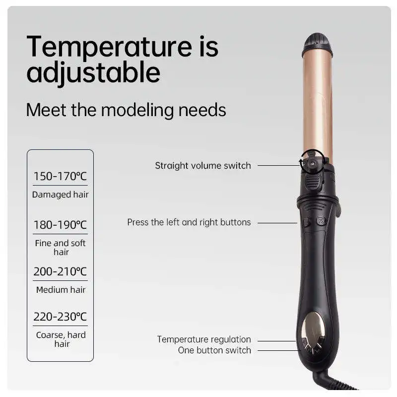 branded multi-function european 32mm ceramic double heater 3 barrel curling iron wand hair crimper with lcd custom logo