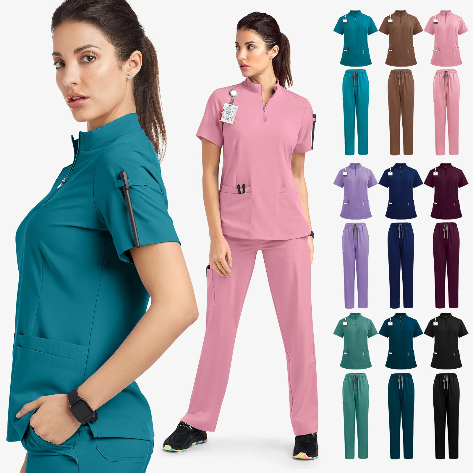Quick-Drying printed LOGO Short-Sleeved Surgical Work unisex Oral Doctor Pet Nurse scrub Uniforms scrub sets scrub