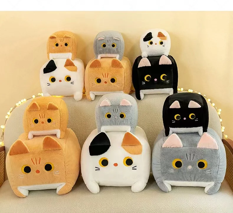 High quality cube cat plush toys exquisite cute mother and baby toys wholesale custom plush doll