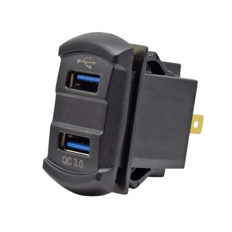 Dual QC30 fast charging car modification switch type USB charger voltage digital display car phone charging 12V24V