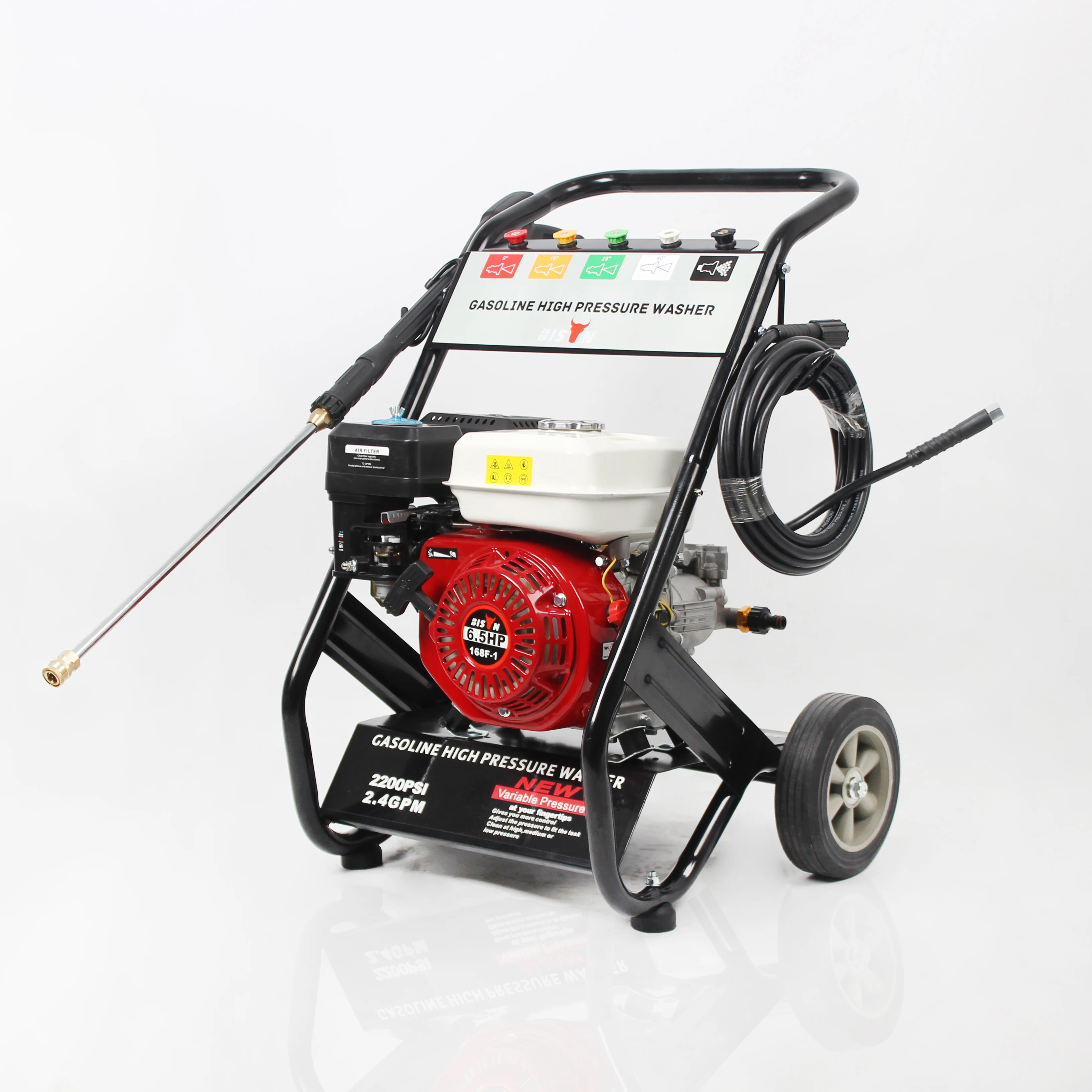 Bison Gasoline High Pressure Washer 18mpa Max. Pressure Industrial Plunger Pump 3800 Psi Easy Start Leaking Gasoline 2600 PSI