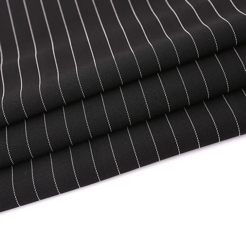 94% Polyester 3.5% Spandex 2.5% Viscose Striped Two Way Stretch Suit Pants Ladies Fashion Fabric Hot Selling China Fabric