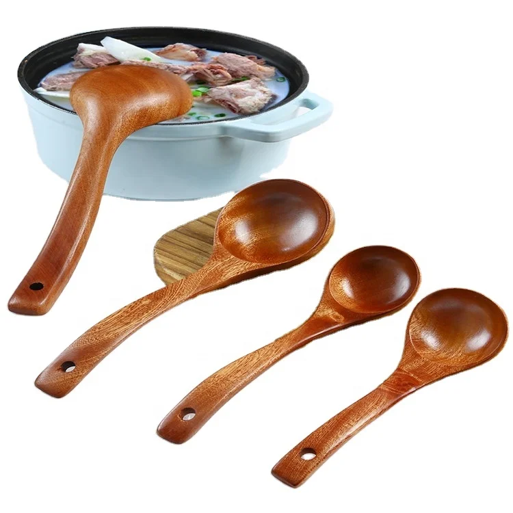 Korean style Durable Soup Ladle Kitchen Utensils Wooden Spoons For Cooking