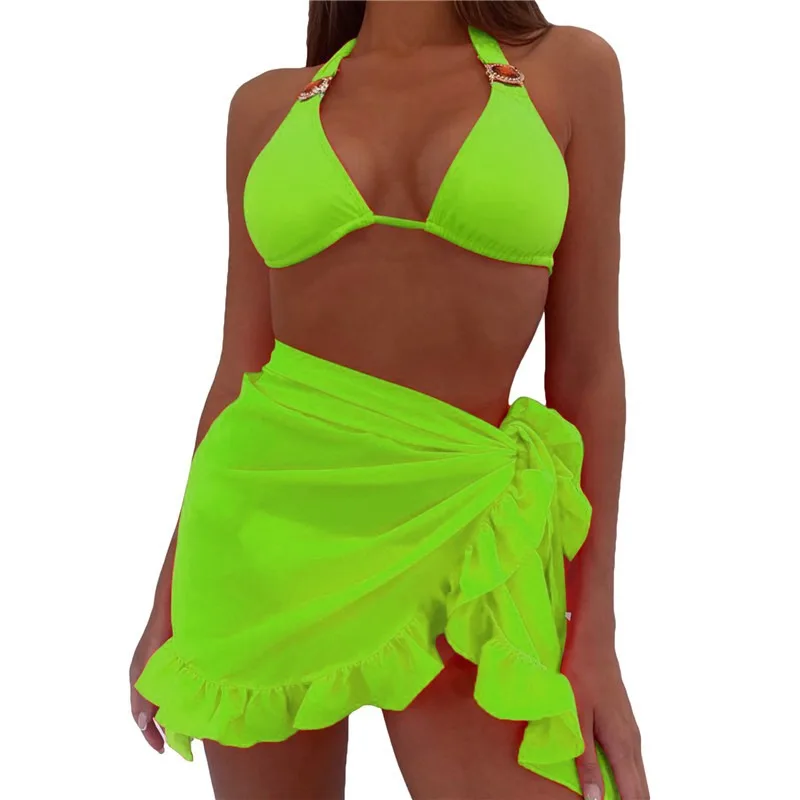 2022 New sexy women Chiffon Mini Ruffle Skirts Mesh Beach Swimsuit Beachwear Cover Up Wrap Skirt mini dress