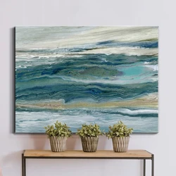 Modern Simplicity of Abstract Canvas Painting Blue Green Oil Paintings And Wall Arts Custom