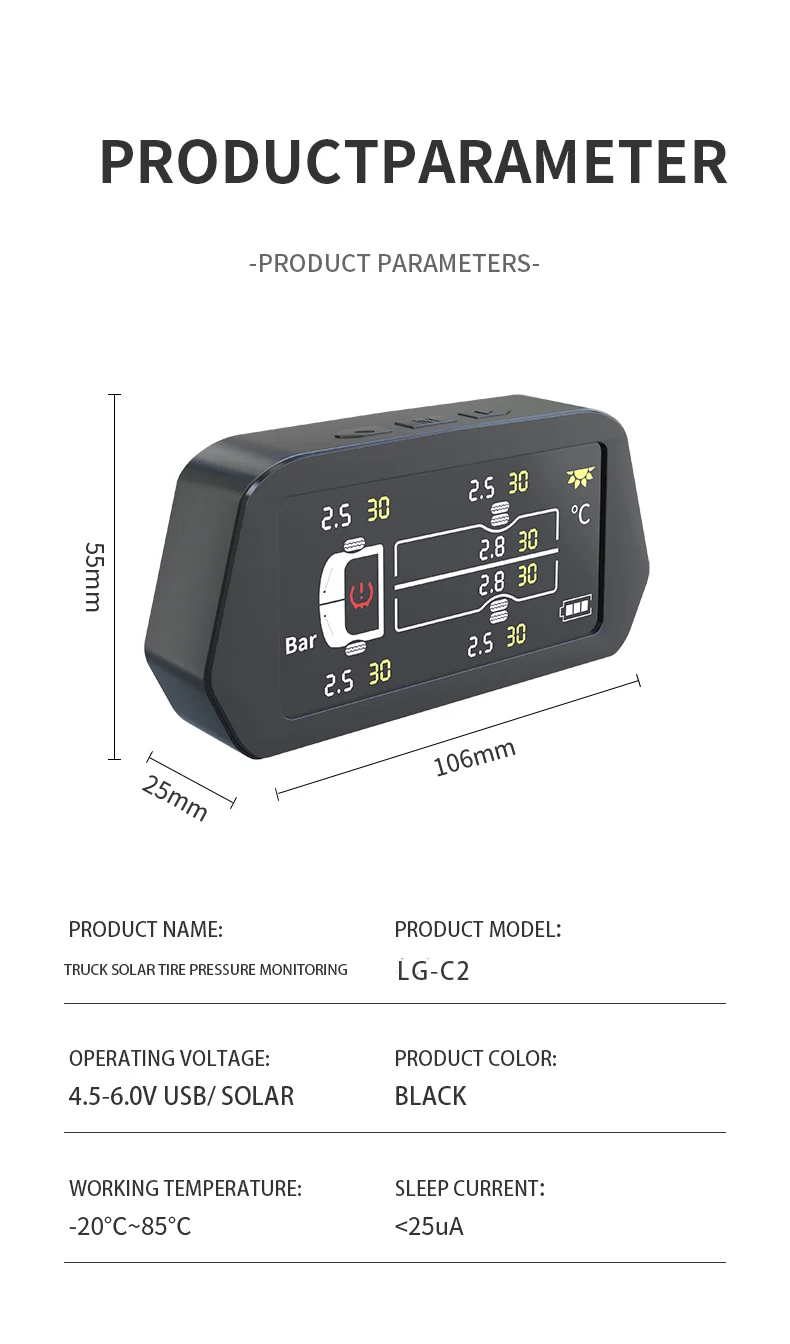 Rugged TPMS for Trucks: Real-Time 6-Wheel Tyre Pressure Monitoring Solution
