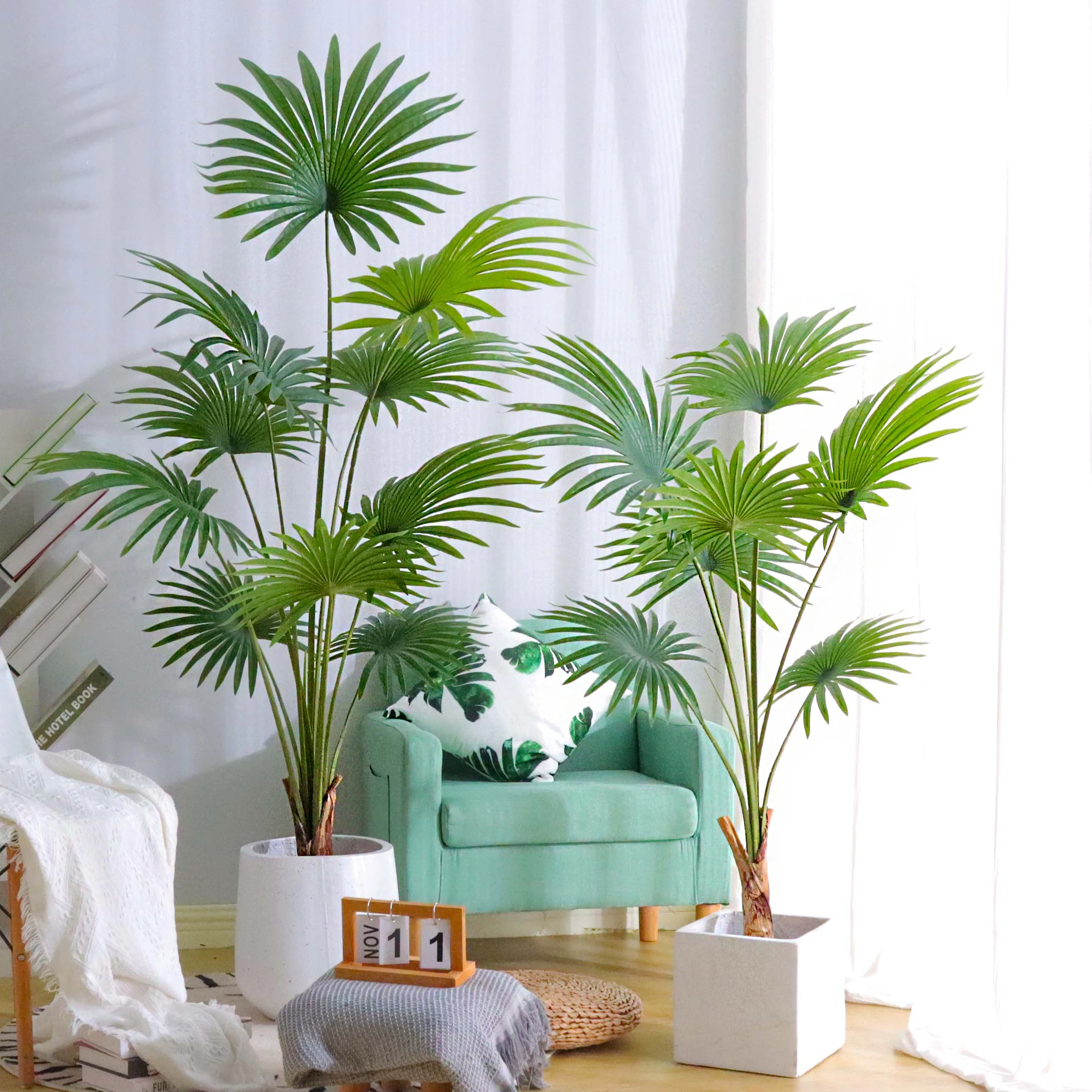 wholesale plastic outdoor decoration potted trees garden landscaping green home ornamental bonsai artificial plants  palm tree