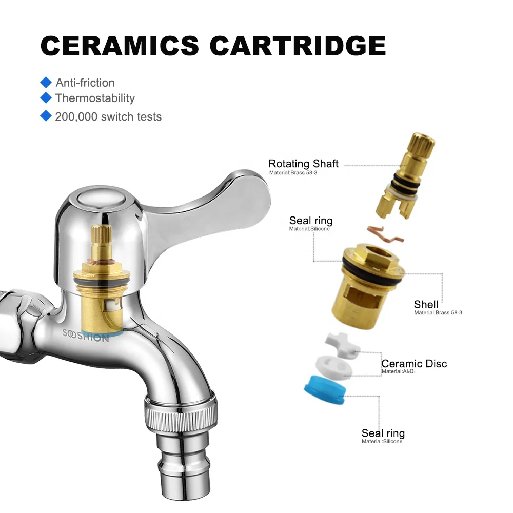 Chromed Single Hole Wall Mounted Washing Machine Water Tap Modern Brass Quick Open Outdoor Garden Bathroom Accessories Bibcock