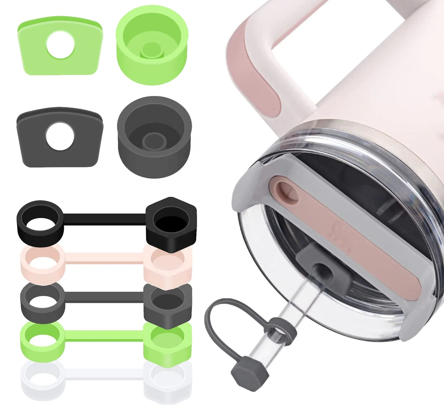 Reusable Stanley Straw Cover Cap Tumbler Silicone Spill Proof Stopper Set Of 3 For Stanley Cup