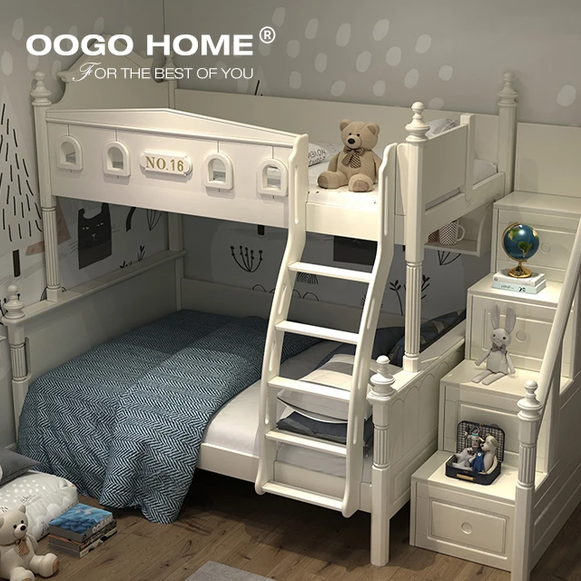 
Rustic Style Kids Solid Wood Bunk Beds High Quality Children Furniture Sets 