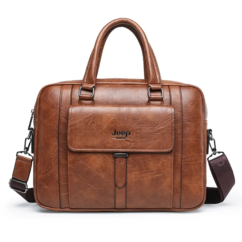 In Stock 15' Classical Style Waterproof PU Leather Briefcase Men 2023