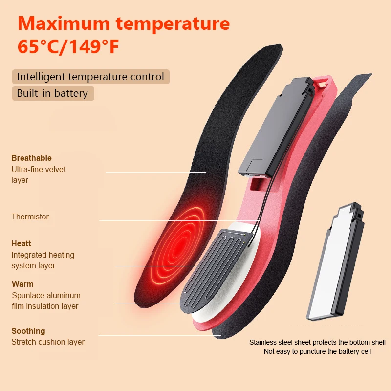OEM Custom LOGO Winter Ski Heated Insoles Rechargeable Electric heating Insoles With Heat Regulating remote control