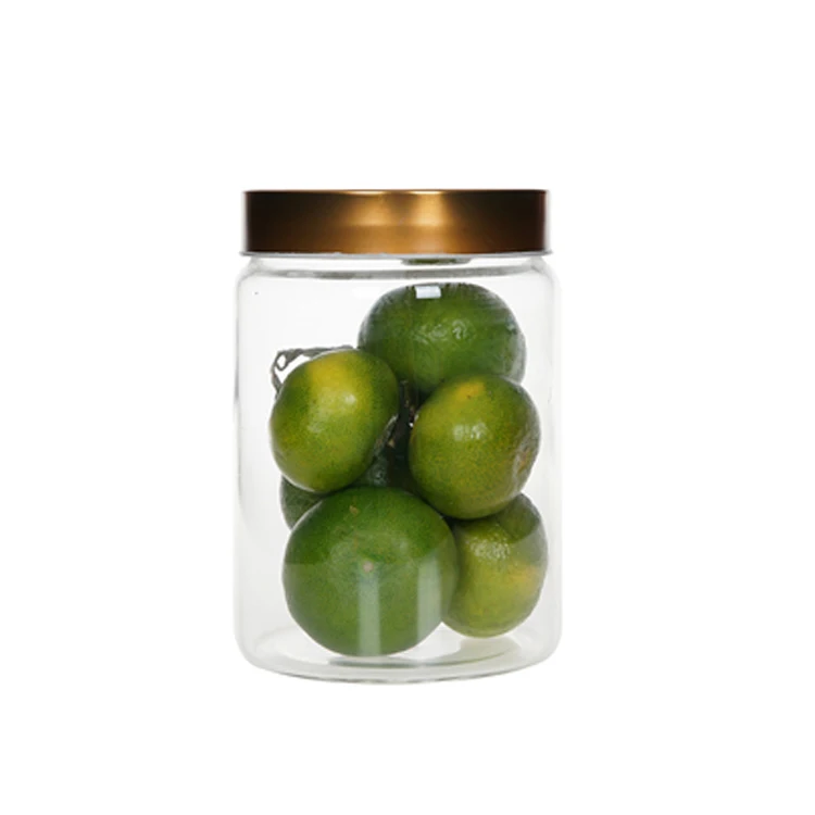 
large high borosilicate glass canister with lid and decal 