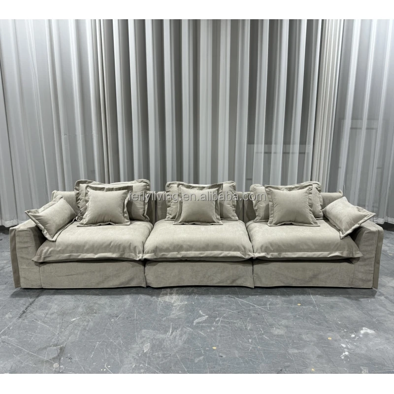Ferly New Arrival Handmade Livingroom Sofa Chair Set Furniture Comfortable 3-seater With Backrest Teak wood Sofa Set