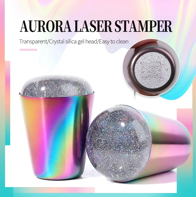 2 kinds Clear Silicone Nail Art Stamping Stamper with Scraper Image Plate Manicure Tools kits laser silica gel stamper