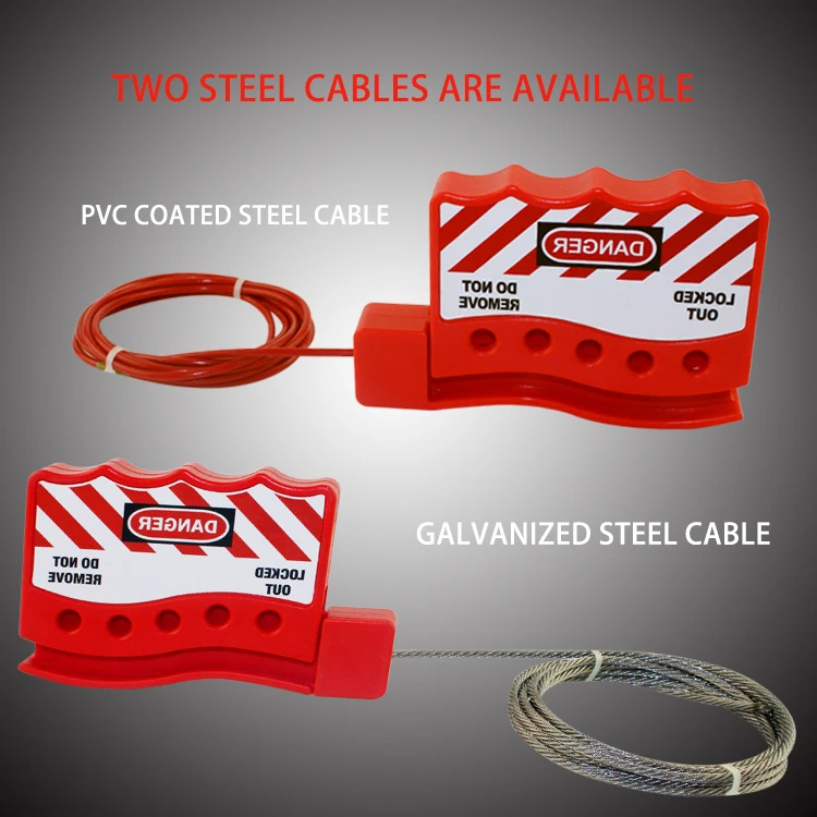 1.8Meter Length Nylon Safety Sheathed Metal Cable Lockout with 3mm Diameter