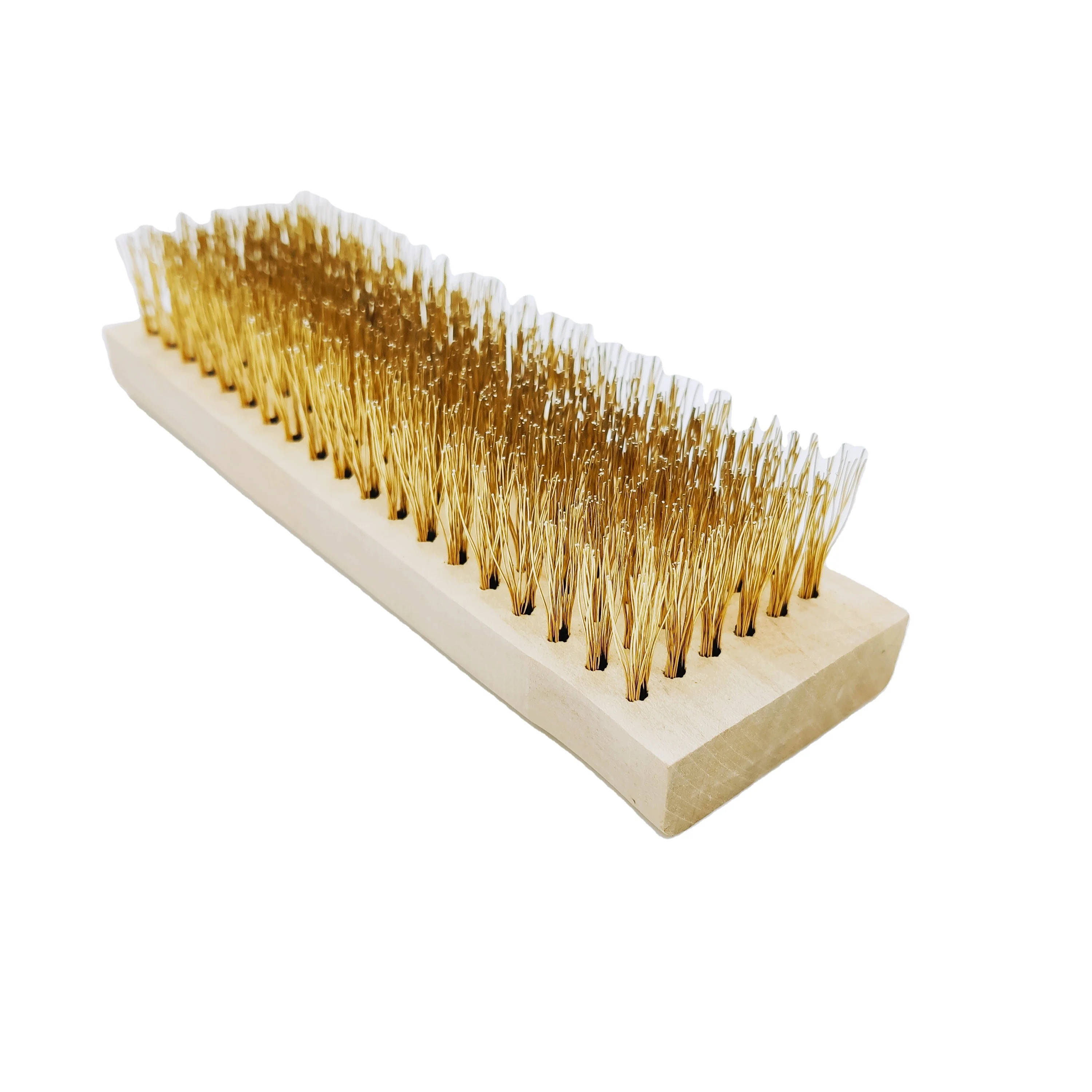 Wooden pole copper plated wire brush for Mechanical cleaning