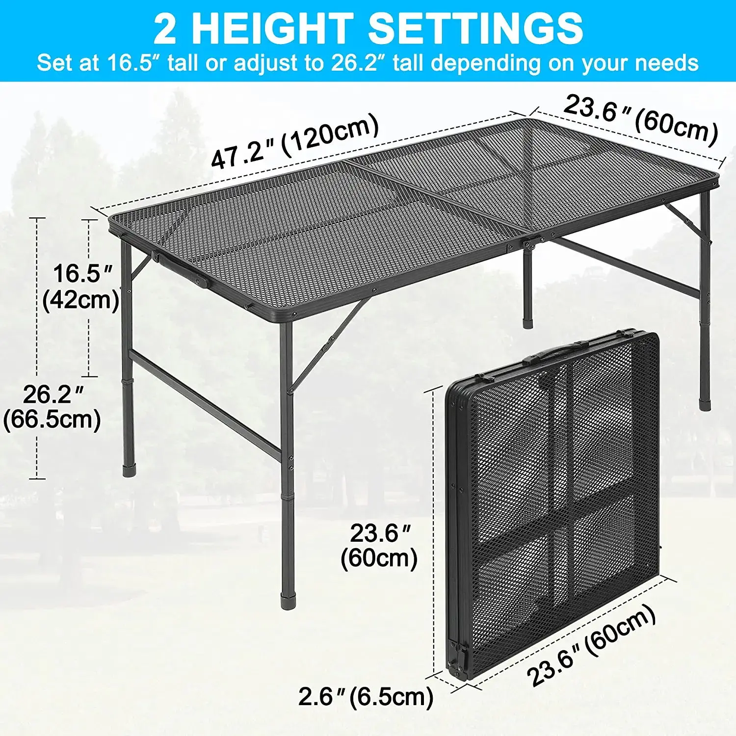 Hot Seller Folding grill table height adjustable lightweight portable aluminum Outdoor Table