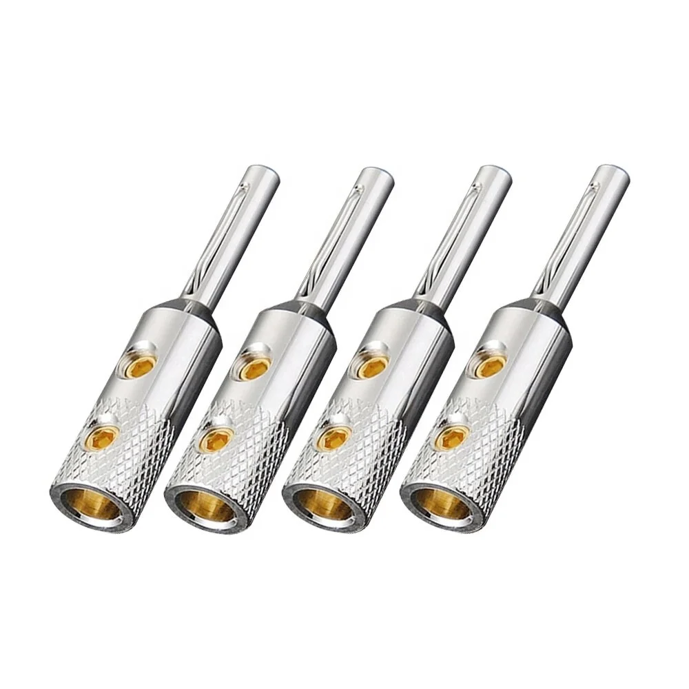 Viborg VB401R 4pcs/box Pure Copper Rhodium Plated Banana Plug for Hifi Speaker Cable