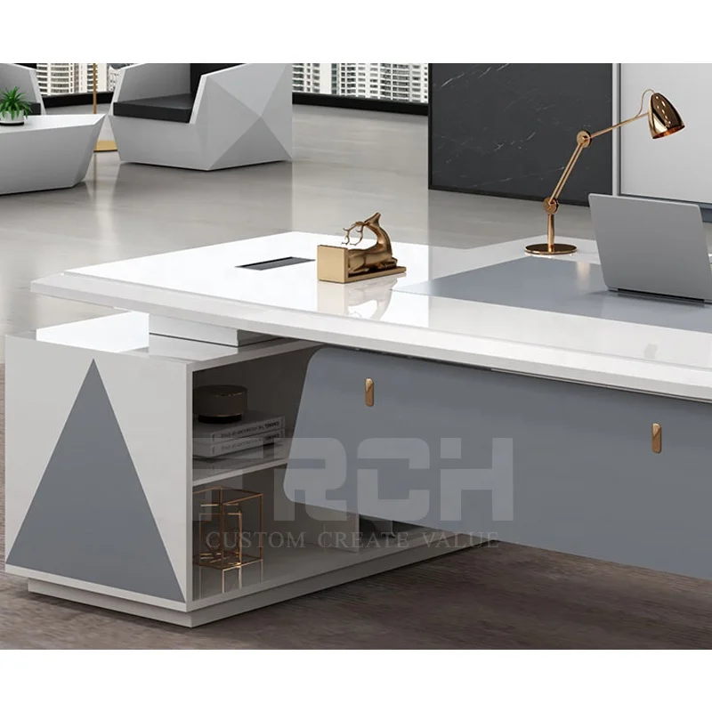 ceo L shape luxury pc table computer boss manager wooden executive office desk furniture modern