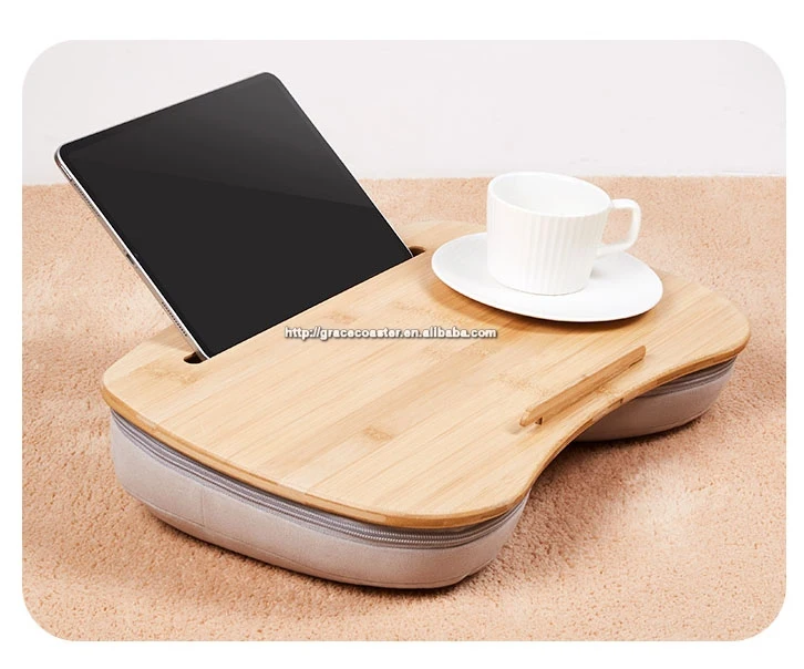 Высококачественный портативный из натурального материала, бамбуковый обеденный стол, поднос для завтрака и кровати с подушкой