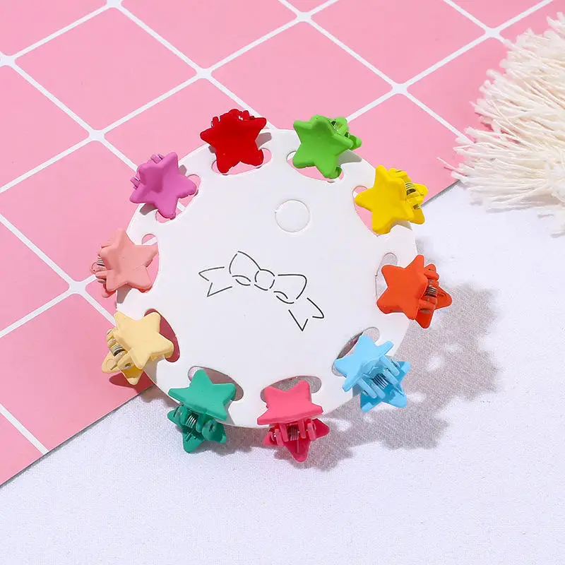 JIRIS Matte Candy Color Mini Size Claw Hair Clip Flower Star Frog Animal Cartoon Shape Bobby Pins Hairpins For Girls Kids