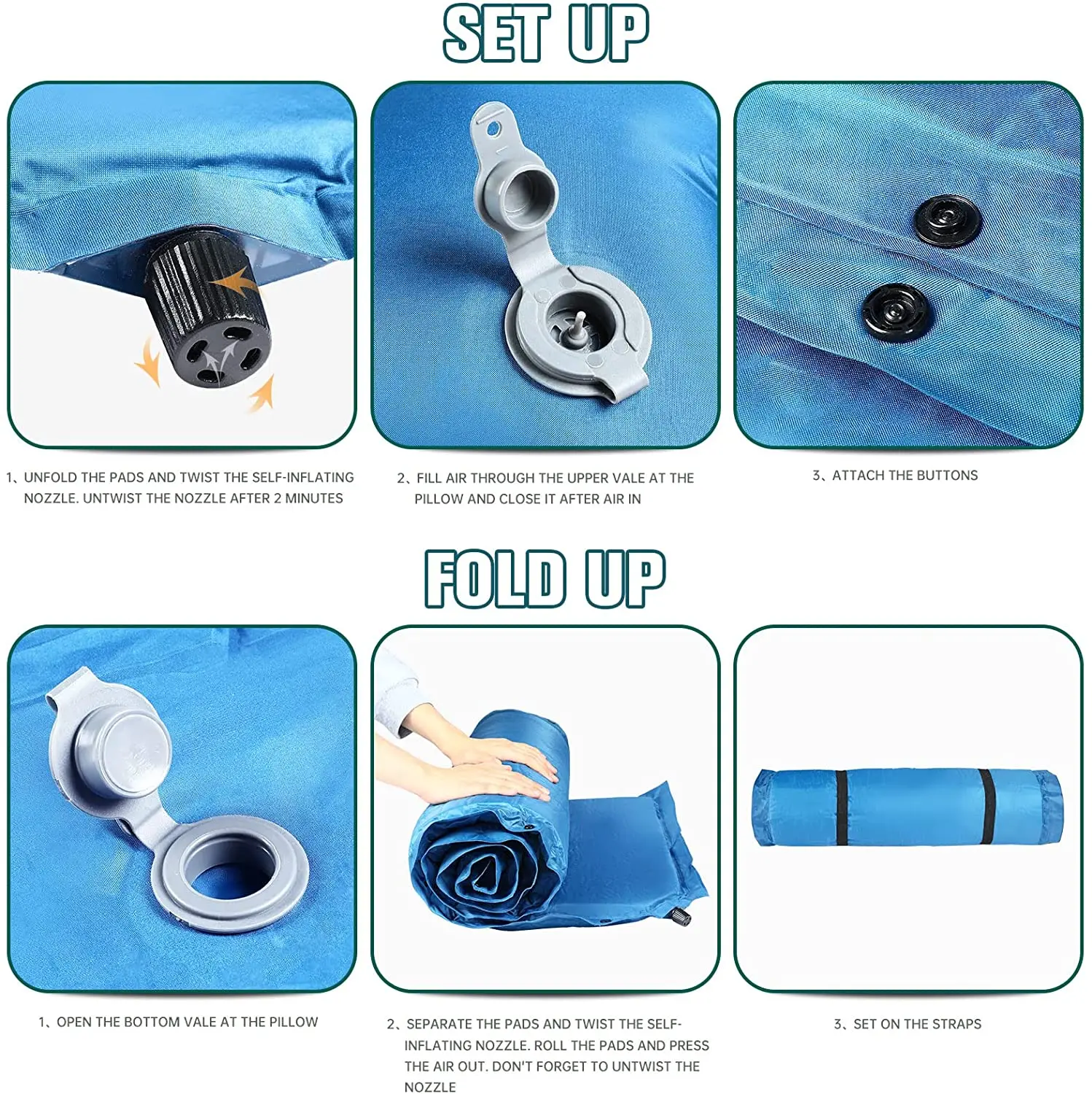 Lightweight Moisture Proof Waterproof Folding Camping Mattress Outdoor Single Double Camping Mat Self Inflating Sleeping Pad