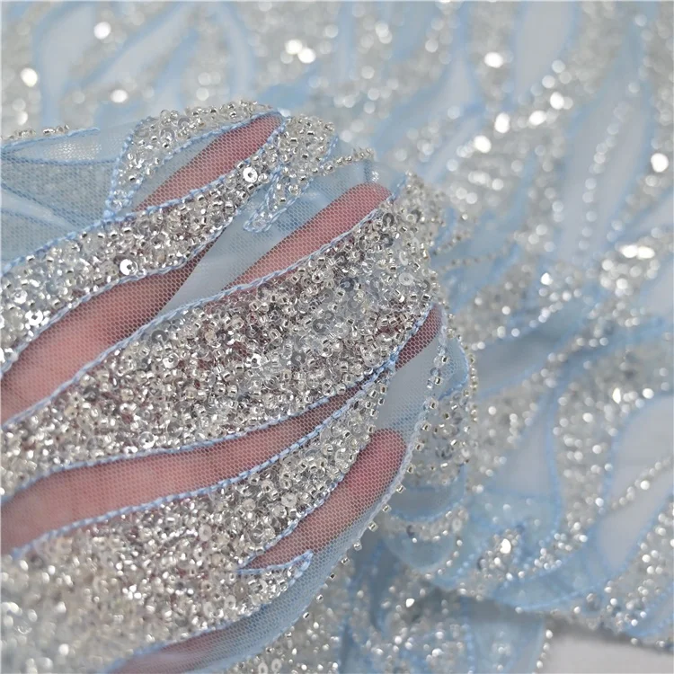 2023 OEM Color Custom Wedding Gowns Sequin Tulle Embroidery Mesh Bridal Evening Dress Lace fashion fabric