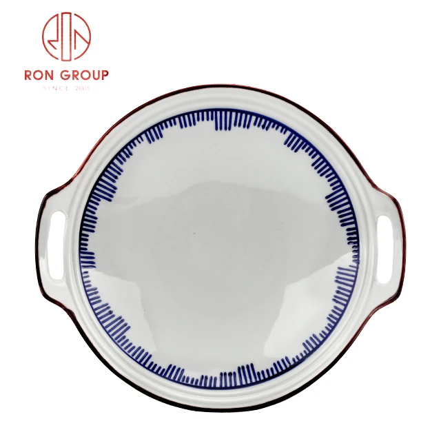 factory cheap price wholesale for franchiser japanese restaurant handle plate blue bulk ceramic plates sets dinnerware tableware