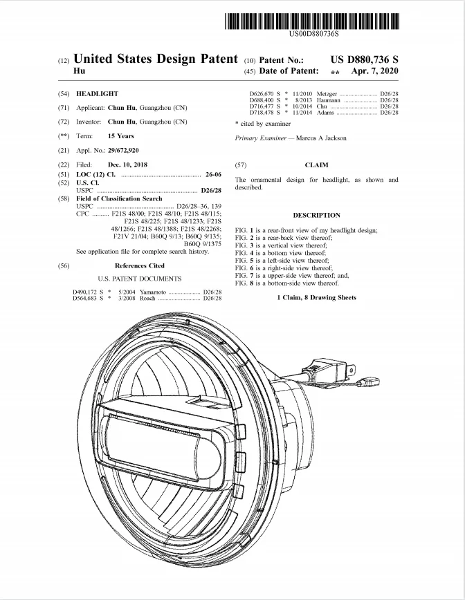 Dot E9 High Power 50W Car Turn light 6000K 7000K 12V 24V Round 7inch LED Headlight For Jeep Wrangler