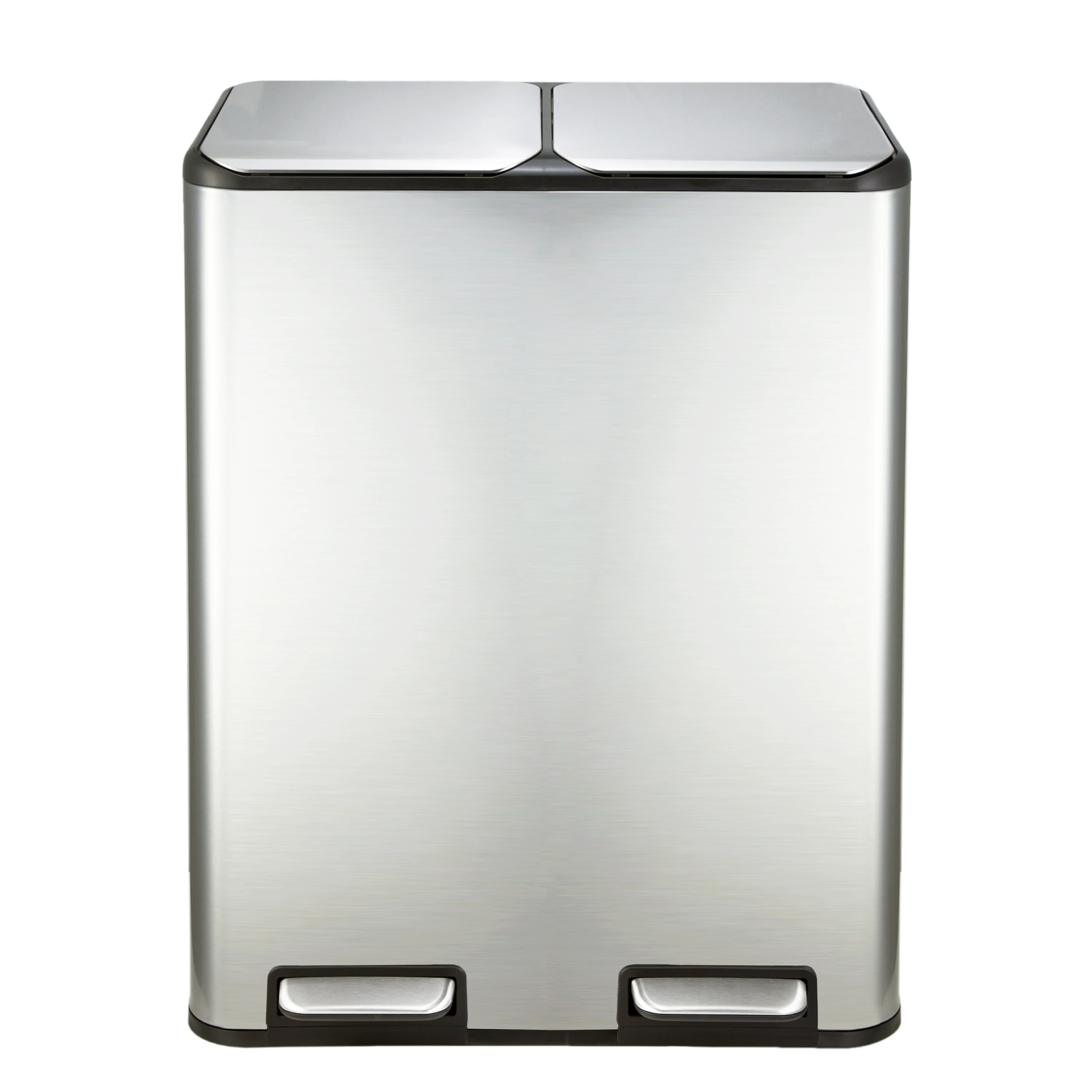 60L Dual inner bucket Stainless Steel Trash can Recycle Bin Indoor Kitchen Garbage Can with Foot Pedal Wholesale
