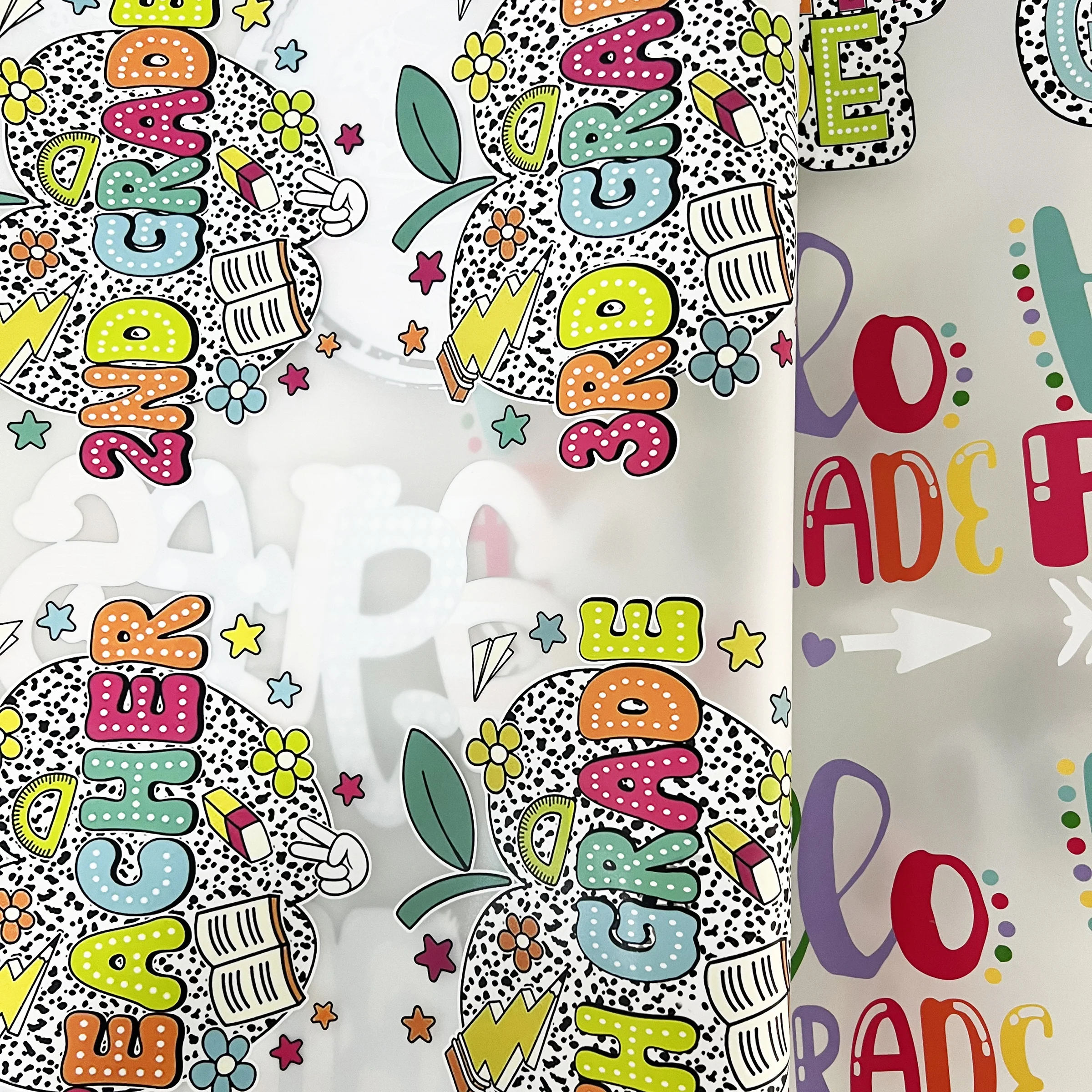 Wholesale factory custom screen printing pattern design silicone flocking heat transfer vinyl stickers for t-shirt