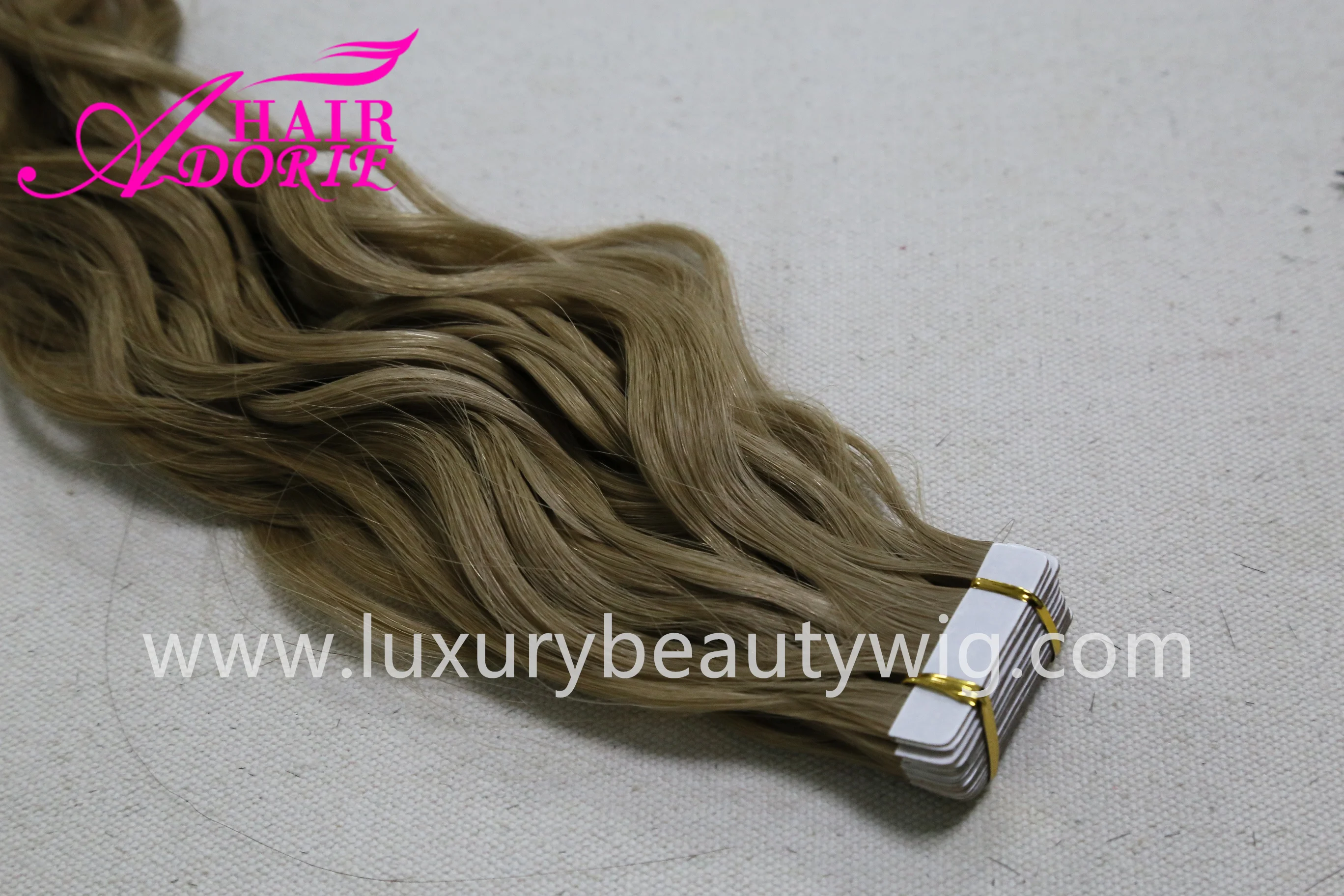 Factory Direct High Quality 100% Human Hair Extensions Invisible Wefted Tape In Double Weft 1 Year Life Span