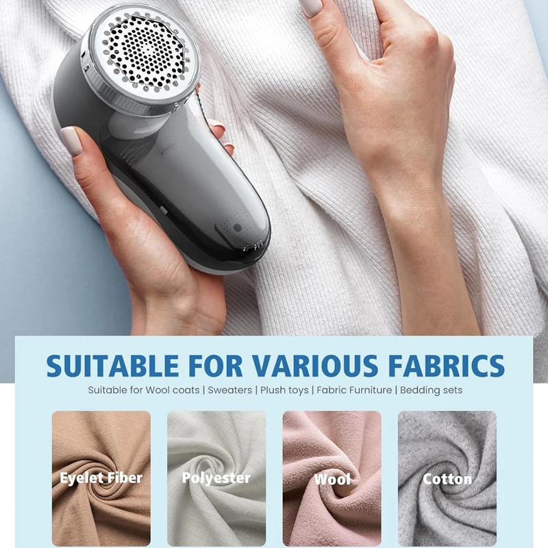 Portable Sweater Shaver Defuzzer Stainless Steel Blades Manual Fabric Shaver USB Rechargeable Electric Lint Remover for Clothes