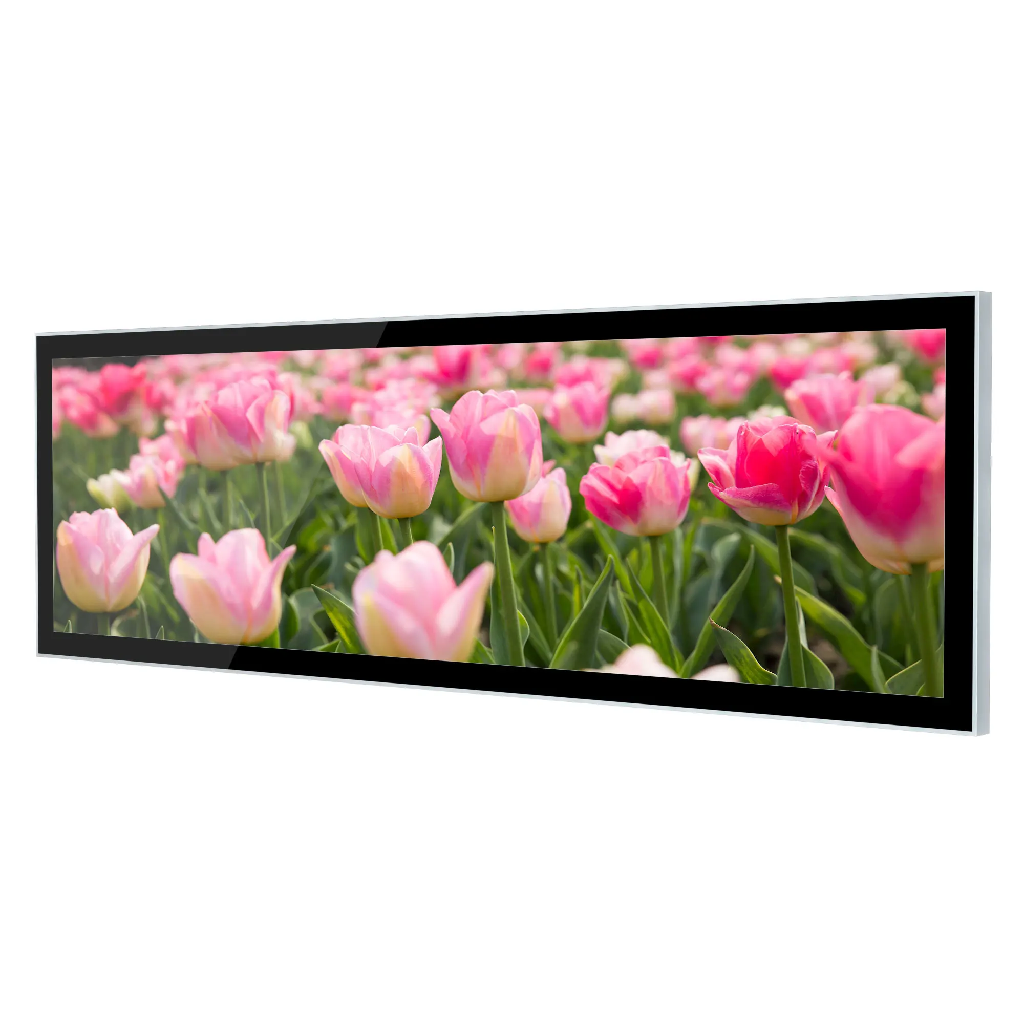 Small Stretched Lcd Display Supermarket Shelf Lcd Display Podium Video Advertising Screen