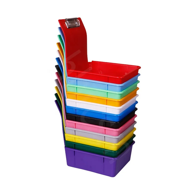 Dental Lab Application container sorting case colorful work tray case plastic box with clip holder