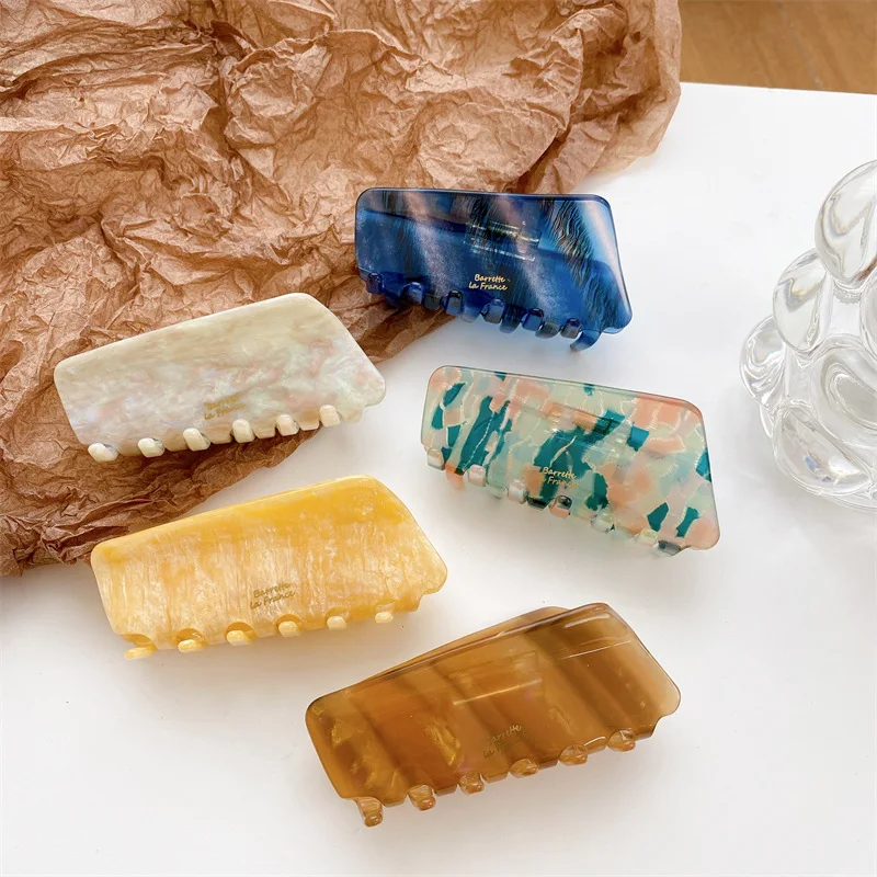 Trending Products 2022 New Arrivals Korean High Ranking Irregular Blue Cellulose Acetate Hair Claw Hair Clip