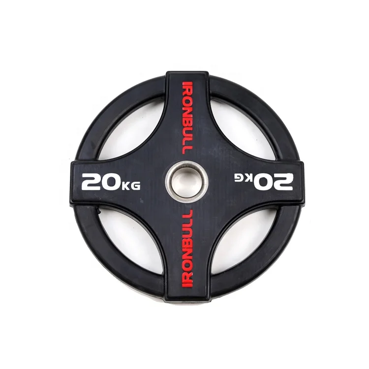 Factory cheap rubber barbell weight plate with red  ironbull logo
