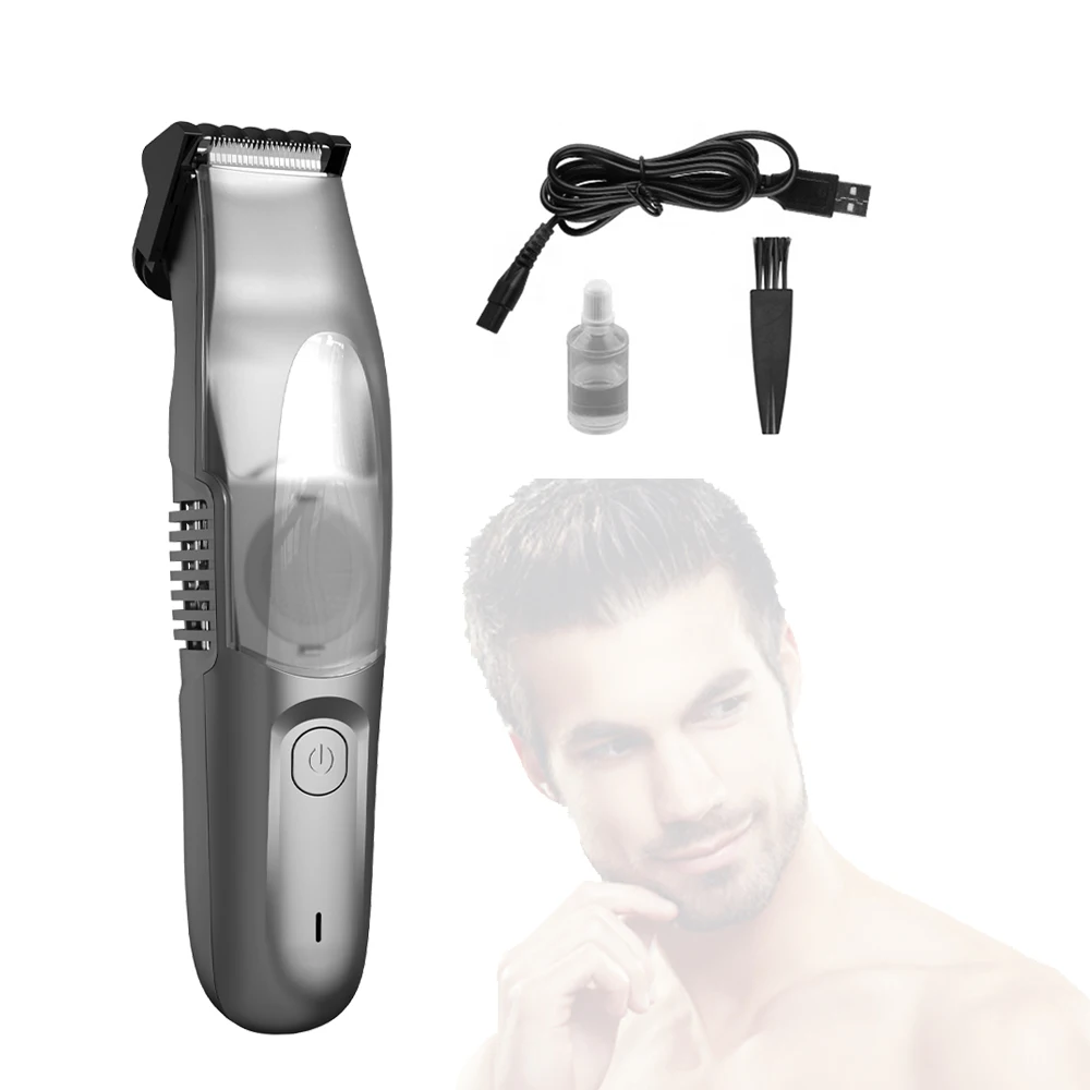 New Design Professional Vacuum Adjustable Length Beard Vacuum Hair Trimmer for Men OEM Stainless Steel Male Face Ceramic 2 Hours